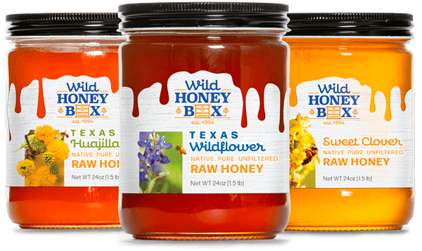 Wild Honey Box Liquid Raw Honey all three jars photo